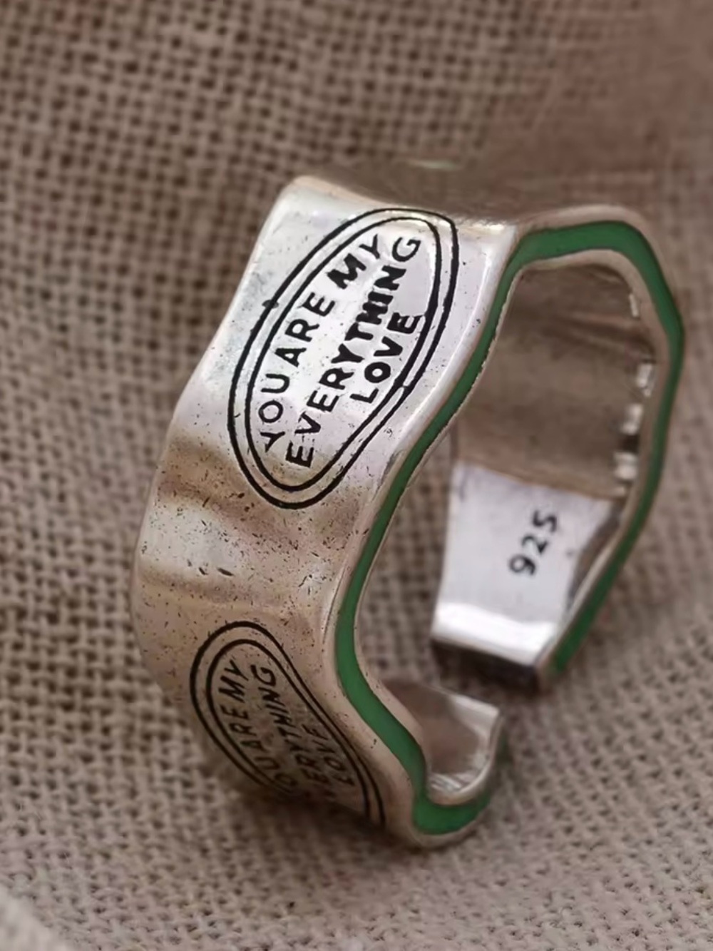 Engraved Sterling Silver Band Ring 925 - Picture 1 of 10